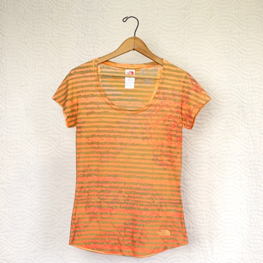 The North Face light weight orange-striped top